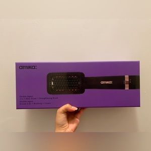 Amika double agent 2-in-1 blow dryer + straightening brush